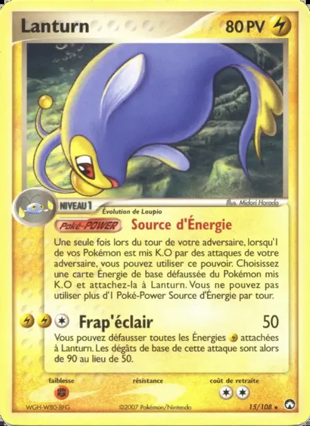 Lanturn, carte Pokémon PK 15 — extension EX Gardiens du Pouvoir