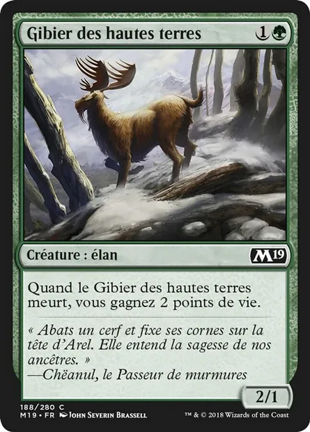 Gibier des hautes terres, carte Magic M19 188 — extension Core Set 2019