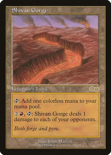 Shivan Gorge, Magic card USG 326 — Urza's Saga set
