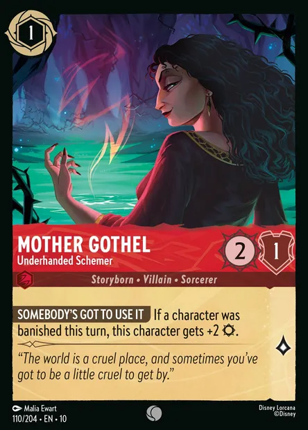 Mother Gothel - Underhanded Schemer, Disney Lorcana card CH10-110 — Whispers in the Well set