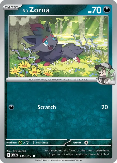 N's Zorua, Pokémon card ASC 136 — Ascended Heroes set