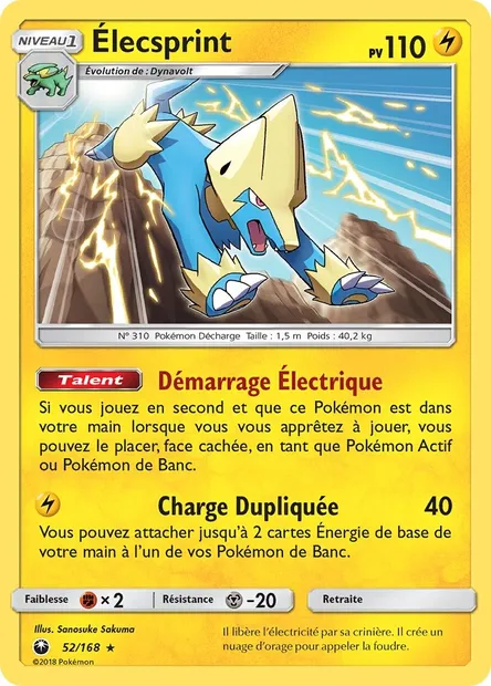 Élecsprint, carte Pokémon CES 52 — extension Tempête Céleste