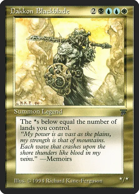 Dakkon Blackblade, carte Magic LEG 225 — extension Legends