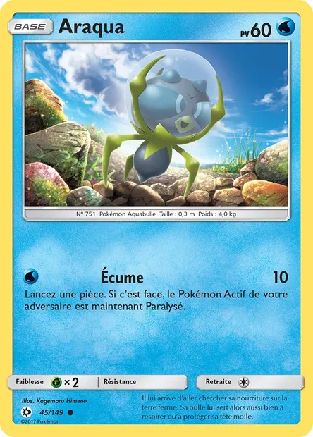 Araqua, carte Pokémon SUM 45 — extension Soleil et Lune