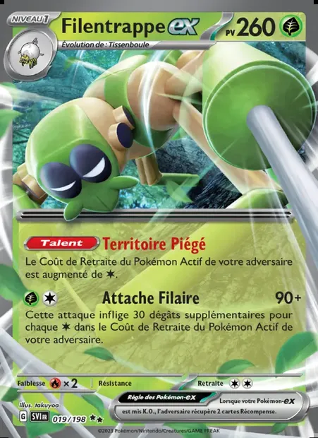 Filentrappe-ex, carte Pokémon SVI 019 — extension Écarlate et Violet