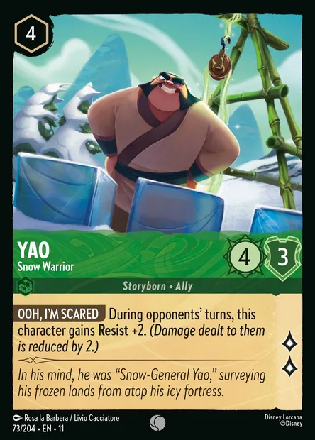 Yao - Snow Warrior, Disney Lorcana card CH11-073 — Winterspell set