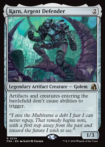 Karn, défenseur d'argent, carte Magic PFRA 279p — extension Reality Fracture Promos