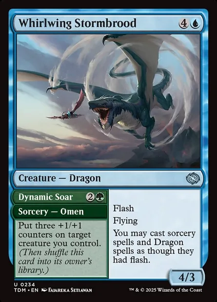 Whirlwing Stormbrood // Dynamic Soar, Magic card TDM 234 — Tarkir: Dragonstorm set