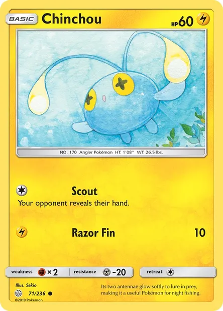 Chinchou, Pokémon card CEC 71 — Cosmic Eclipse set