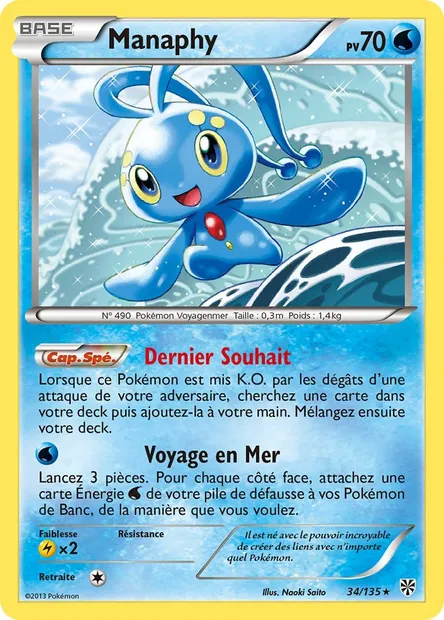 Manaphy, carte Pokémon PLS 34 — extension Tempète Plasma