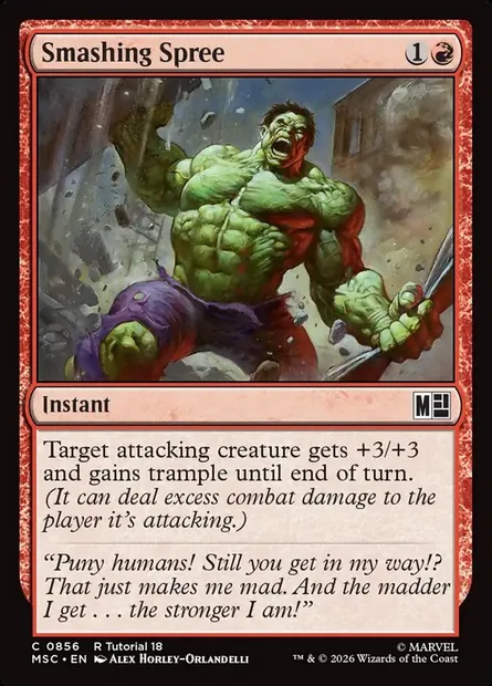 Smashing Spree, Magic card MSC 856 — Marvel Super Heroes Commander set
