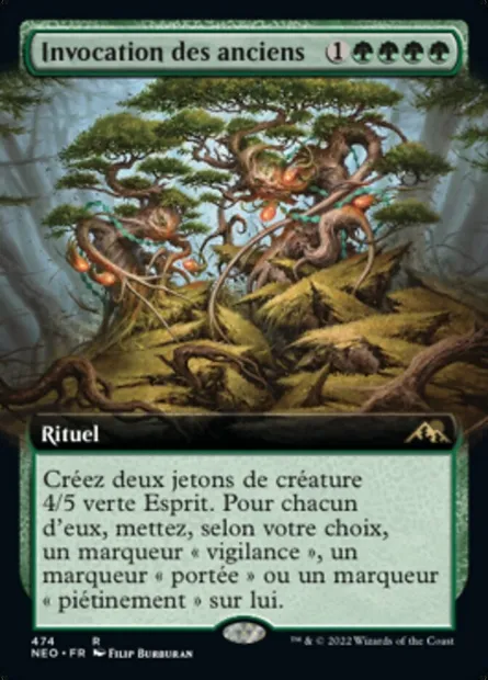 Invocation des anciens, carte Magic NEO 474 — extension Kamigawa: La Dynastie Néon