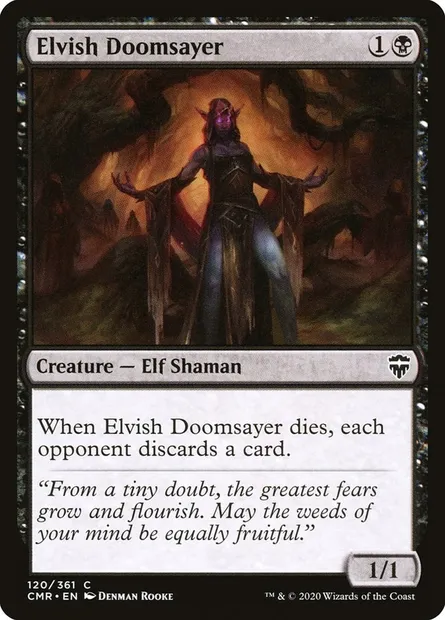 Elvish Doomsayer, Magic card CMR 120 — Commander Legends set