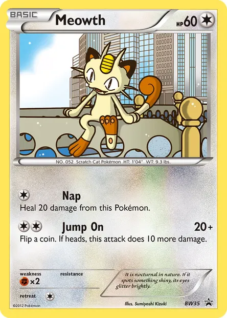 Meowth, Pokémon card BW 35 — BW Black Star Promos set