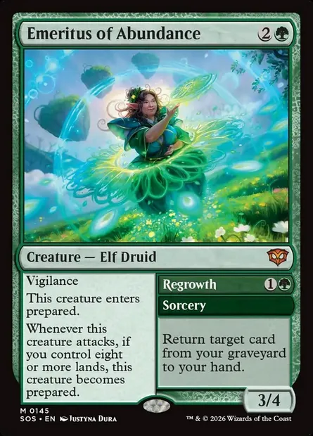 Emeritus of Abundance // Regrowth, Magic card SOS 145 — Secrets of Strixhaven set