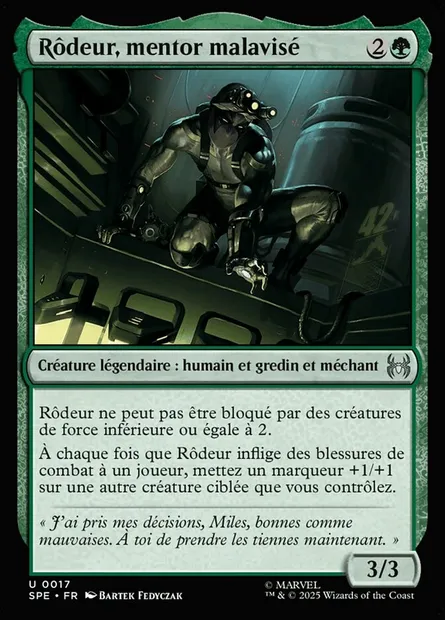 Rôdeur, mentor malavisé, carte Magic SPE 17 — extension Marvel's Spider-Man Eternal