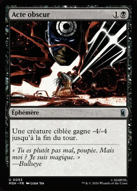 Acte obscur, carte Magic MSH 93 — extension Marvel Super Heroes